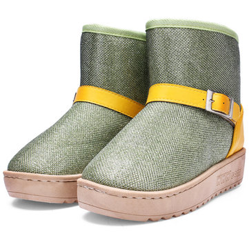 Automne hiver paillettes chaude bottes court neige chaussures plates souples